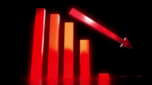 business chart falling down animation