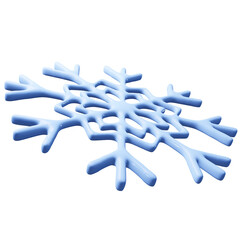 Snowflake 3d png winter design. Ice frozen shape for winter backgrounds. Falling snow
