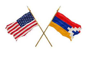 Background for designers. National Day. National flags  of United States of America. USA and Artsakh