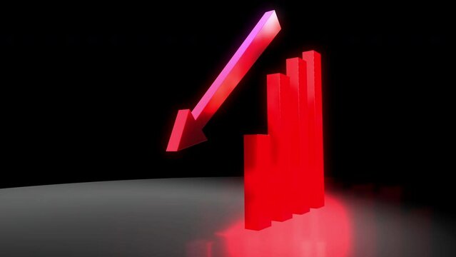 business chart falling down animation