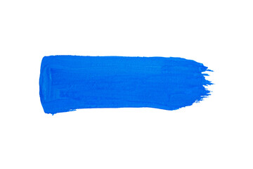 brush stroke of blue paint, on a white background, close-up