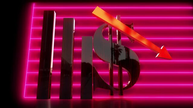 business chart falling down animation