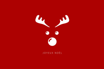 French text Joyeux Noël. Merry Christmas. Card template. Vector illustration