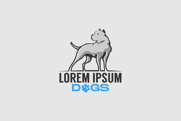 dog pitbull animal character vector logo template
