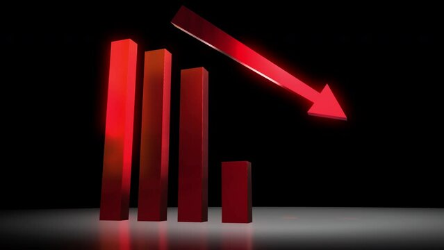 business chart falling down animation
