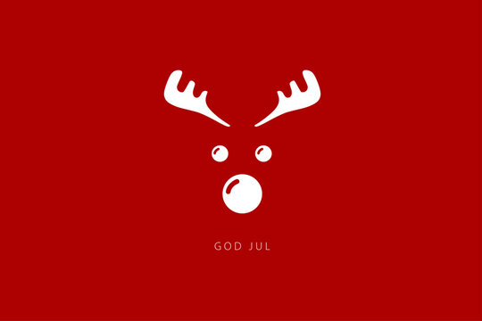 Swedish text God Jul. Merry Christmas. Card template. Vector illustration