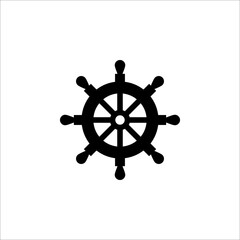 Ship steering wheel. Vector icon on white background. color editable