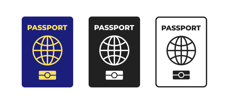 International biometric passport .  Vector illustration . ID document with biometric data , travel concept.Cover page of red and black passports . 10 eps