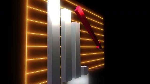 business chart falling down animation