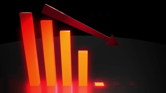 business chart falling down animation
