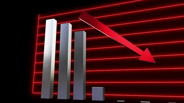 business chart falling down animation
