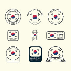 set bundled south korea vector style logo label badge illustration design, made in korea icon design - obrazy, fototapety, plakaty