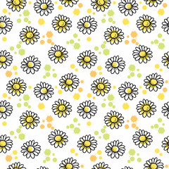 Seamless background with flowers.Daisies.Summer.Vector graphics.