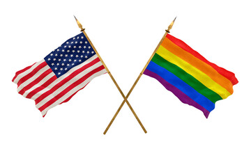 Background for designers. National Day. National flags  of United States of America. USA and Gay Pride