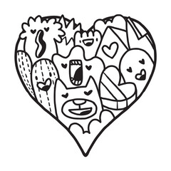 Heart Doodle Cute Valentine coloring page