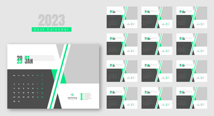 Desk Calendar 2023, Calendar 2023 Template Design