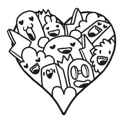 Heart Doodle Cute Valentine coloring page
