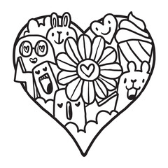 Heart Doodle Cute Valentine Coloring page