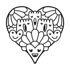 Heart Doodle Cute Valentine coloring page