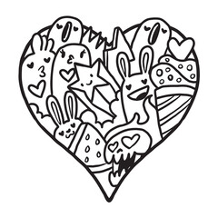 Heart Doodle Cute Valentine coloring page