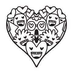 Heart Doodle Cute Valentine coloring page