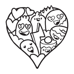 Heart Doodle Cute Valentine coloring page