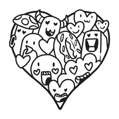 Heart Doodle Cute Valentine coloring page