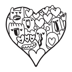 Heart Doodle Cute Valentine coloring page
