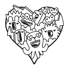 Heart Doodle Cute Valentine coloring page