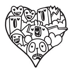 Heart Doodle Cute Valentine coloring page