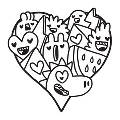 Heart Doodle Cute Valentine coloring page