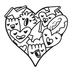Obraz premium Heart Doodle Cute Valentine coloring page