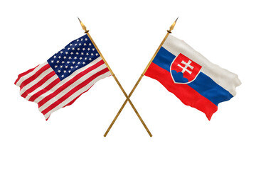 Background for designers. National Day. National flags  of United States of America. USA and Slovakia