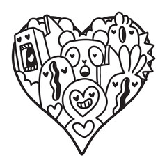 Heart Doodle Cute Valentine coloring page