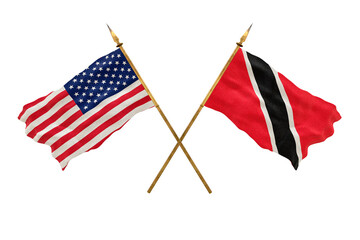 Background for designers. National Day. National flags  of United States of America. USA and Trinidad and Tobago