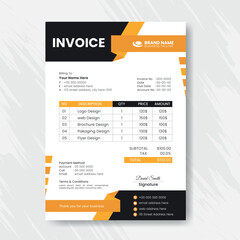 Modern corporate yellow business invoice template