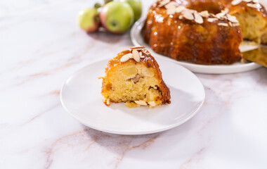 Apple bundt cake with caramel glaze