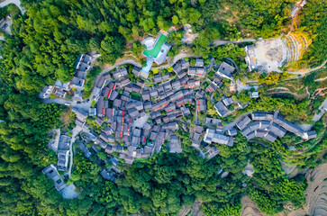 Aerial view of Huangling Scenic area in Wuyuan, Jiangxi province