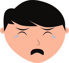 facial expression of a black-haired man when he is crying
