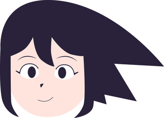 the face of a woman who is smiling with black hair that staylish
