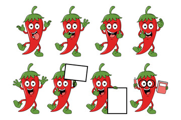 cute red chili pepper cartoon illustration