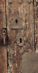 Wooden door with old lock