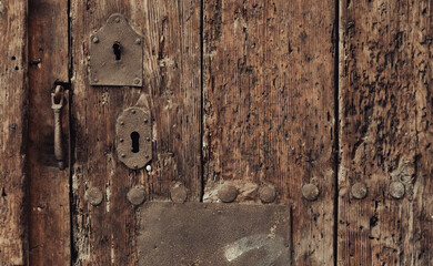 Wooden door with old lock