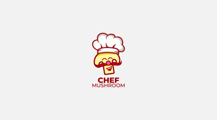 Vector Logo Illustration Mushroom Chef Simple Mascot Style
