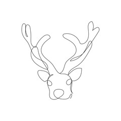 continuous line art Reindeer animal vector