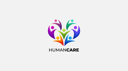 Colorful care logo design. Foundation or community logo design