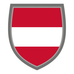 Shield with the colors of Austria flag, icon Austrian shield cut out