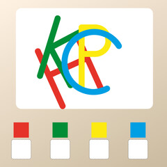 Visual intelligence questions IQ TEST. Find the missing.  Colorful letter puzzle - Practice Intelligence questions.