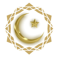 Golden muslim month on White background, vector illustration