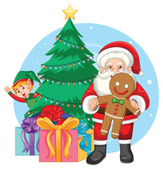 Cute Christmas characters icon isolated